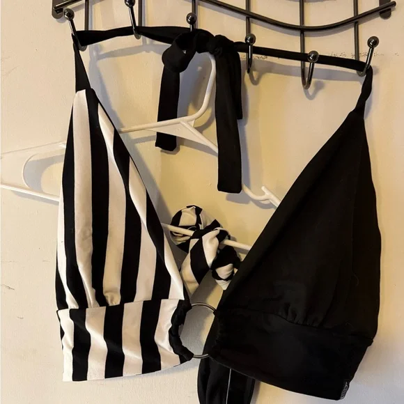 Forest ink Black and White striped halter top - Picture 2 of 3
